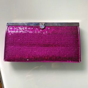 New pink sequin clutch